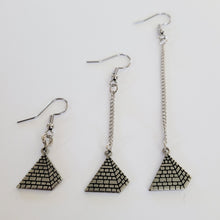 Load image into Gallery viewer, Pyramid Earrings, Your Choice of Three Lengths, Dangle Drop Chain Earrings