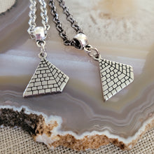 Load image into Gallery viewer, Pyramid Necklace, Your Choice of Gunmetal or Silver Rolo Chain, Machine Cut Stainless Steel Charms, Egyptian Jewelry
