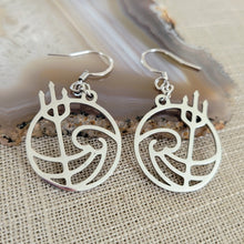 Load image into Gallery viewer, Poseidon Earrings, Dangle Drop Earrings, Stainless Steel Charms, Greek Mythology Jewelry