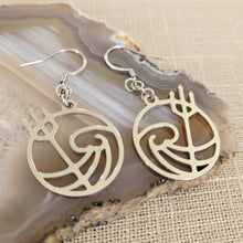 Load image into Gallery viewer, Poseidon Earrings, Dangle Drop Earrings, Stainless Steel Charms, Greek Mythology Jewelry