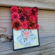 Load image into Gallery viewer, Red Flower Filled Vase Frame, Handmade Paper Flowers, 4x6 Black Frame, Nursery Powder Room Decor