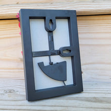 Load image into Gallery viewer, Blue and Gold Flower Filled Vase Frame, Handmade Paper Flowers, 4x6 Black Frame, Nursery Powder Room Decor