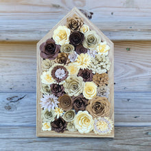 Load image into Gallery viewer, Brown and Cream Paper Flowers Framed Wall Art, Farmhouse Country Home Decor
