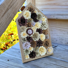 Load image into Gallery viewer, Brown and Cream Paper Flowers Framed Wall Art, Farmhouse Country Home Decor