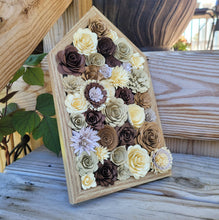 Load image into Gallery viewer, Brown and Cream Paper Flowers Framed Wall Art, Farmhouse Country Home Decor