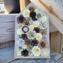 Load image into Gallery viewer, Brown and Cream Paper Flowers Framed Wall Art, Farmhouse Country Home Decor