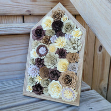 Load image into Gallery viewer, Brown and Cream Paper Flowers Framed Wall Art, Farmhouse Country Home Decor