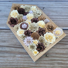 Load image into Gallery viewer, Brown and Cream Paper Flowers Framed Wall Art, Farmhouse Country Home Decor