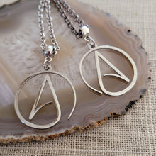 Load image into Gallery viewer, Atheism Necklace, Your Choice of Gunmetal or Silver Rolo Chain, Mens Jewelry