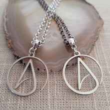 Load image into Gallery viewer, Atheism Necklace, Your Choice of Gunmetal or Silver Rolo Chain, Mens Jewelry