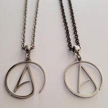 Load image into Gallery viewer, Atheism Necklace, Your Choice of Gunmetal or Silver Rolo Chain, Mens Jewelry