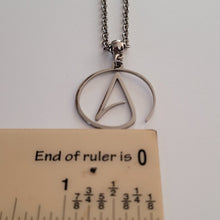Load image into Gallery viewer, Atheism Necklace, Your Choice of Gunmetal or Silver Rolo Chain, Mens Jewelry