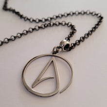 Load image into Gallery viewer, Atheism Necklace, Your Choice of Gunmetal or Silver Rolo Chain, Mens Jewelry