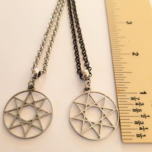 Load image into Gallery viewer, Octogram Necklace, Your Choice of Gunmetal or Silver Rolo Chain, Mens Jewelry, Eight Sided Polygon Geometric Jewelry