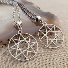 Load image into Gallery viewer, Octogram Necklace, Your Choice of Gunmetal or Silver Rolo Chain, Mens Jewelry, Eight Sided Polygon Geometric Jewelry