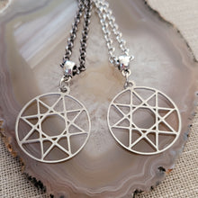 Load image into Gallery viewer, Octogram Necklace, Your Choice of Gunmetal or Silver Rolo Chain, Mens Jewelry, Eight Sided Polygon Geometric Jewelry
