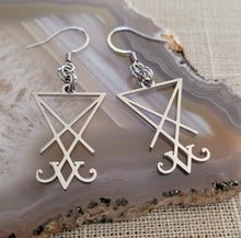Load image into Gallery viewer, Lucifers Sigil Earrings, Stainless Steel Dangle Drop Earrings