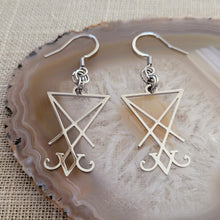 Load image into Gallery viewer, Lucifers Sigil Earrings, Stainless Steel Dangle Drop Earrings