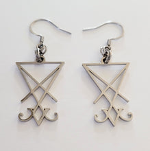 Load image into Gallery viewer, Lucifers Sigil Earrings, Stainless Steel Dangle Drop Earrings