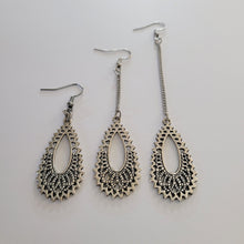 Load image into Gallery viewer, Paisley Filligree Earrings, Your Choice of Three Lengths, Dangle Drop Chain Earrings