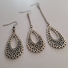 Load image into Gallery viewer, Paisley Filligree Earrings, Your Choice of Three Lengths, Dangle Drop Chain Earrings