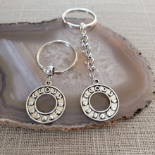 Load image into Gallery viewer, Phases of The Moon Keychain, Purse or Backpack Charm, Zipper Pull, Witch Wiccan Gifts