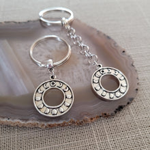 Load image into Gallery viewer, Phases of The Moon Keychain, Purse or Backpack Charm, Zipper Pull, Witch Wiccan Gifts