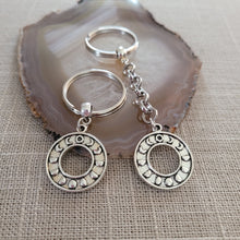 Load image into Gallery viewer, Phases of The Moon Keychain, Purse or Backpack Charm, Zipper Pull, Witch Wiccan Gifts