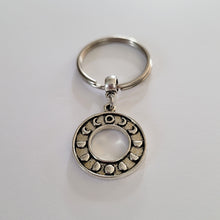 Load image into Gallery viewer, Phases of The Moon Keychain, Purse or Backpack Charm, Zipper Pull, Witch Wiccan Gifts