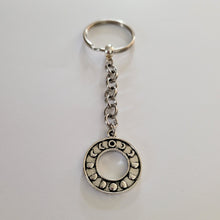 Load image into Gallery viewer, Phases of The Moon Keychain, Purse or Backpack Charm, Zipper Pull, Witch Wiccan Gifts