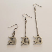 Load image into Gallery viewer, Olde English D Earrings, Detroit Dangle Drop Earrings,