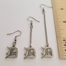Load image into Gallery viewer, Olde English D Earrings, Detroit Dangle Drop Earrings,