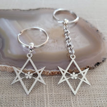 Load image into Gallery viewer, Hexagram Keychain, Reiki Backpack or Purse Charm, Zipper Pull