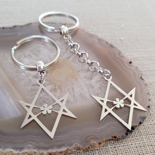 Load image into Gallery viewer, Hexagram Keychain, Reiki Backpack or Purse Charm, Zipper Pull