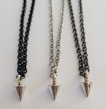 Load image into Gallery viewer, Spike Necklace Necklace, Silver Bullet on Your Choice of 3 Rolo Chains Finishes , Mixed Metals, Mens Jewelry