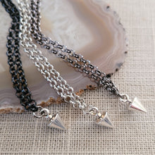 Load image into Gallery viewer, Spike Necklace Necklace, Silver Bullet on Your Choice of 3 Rolo Chains Finishes , Mixed Metals, Mens Jewelry