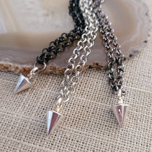 Load image into Gallery viewer, Spike Necklace Necklace, Silver Bullet on Your Choice of 3 Rolo Chains Finishes , Mixed Metals, Mens Jewelry