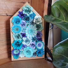 Load image into Gallery viewer, Blue Paper Flowers Framed Wall Art, Farmhouse Country Home Decor