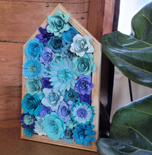 Load image into Gallery viewer, Blue Paper Flowers Framed Wall Art, Farmhouse Country Home Decor