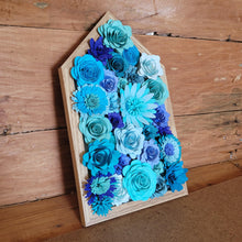 Load image into Gallery viewer, Blue Paper Flowers Framed Wall Art, Farmhouse Country Home Decor