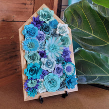 Load image into Gallery viewer, Blue Paper Flowers Framed Wall Art, Farmhouse Country Home Decor