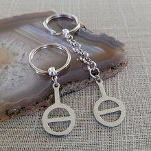 Load image into Gallery viewer, Agender Keychain, Backpack or Purse Charm, Zipper Pull, Stainless Steel Charm, Non Binary Awareness