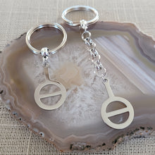 Load image into Gallery viewer, Agender Keychain, Backpack or Purse Charm, Zipper Pull, Stainless Steel Charm, Non Binary Awareness