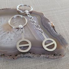 Load image into Gallery viewer, Agender Keychain, Backpack or Purse Charm, Zipper Pull, Stainless Steel Charm, Non Binary Awareness