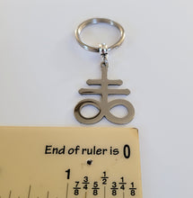 Load image into Gallery viewer, Leviathan Cross Keychain, Backpack or Purse Charm, Zipper Pull, Stainless Steel Charm, Satanic Cross