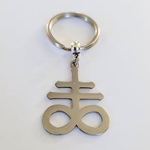 Load image into Gallery viewer, Leviathan Cross Keychain, Backpack or Purse Charm, Zipper Pull, Stainless Steel Charm, Satanic Cross