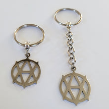 Load image into Gallery viewer, Vegan Anarchism Keychain, Backpack or Purse Charm, Zipper Pull, Stainless Steel Charm, Vegetarian Anarchist Key Ring