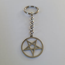 Load image into Gallery viewer, Inverted Pentagram Keychain, Five Pointed Star, Backpack or Purse Charm, Zipper Pull