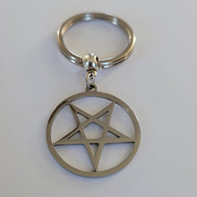 Load image into Gallery viewer, Inverted Pentagram Keychain, Five Pointed Star, Backpack or Purse Charm, Zipper Pull