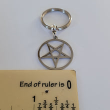 Load image into Gallery viewer, Inverted Pentagram Keychain, Five Pointed Star, Backpack or Purse Charm, Zipper Pull